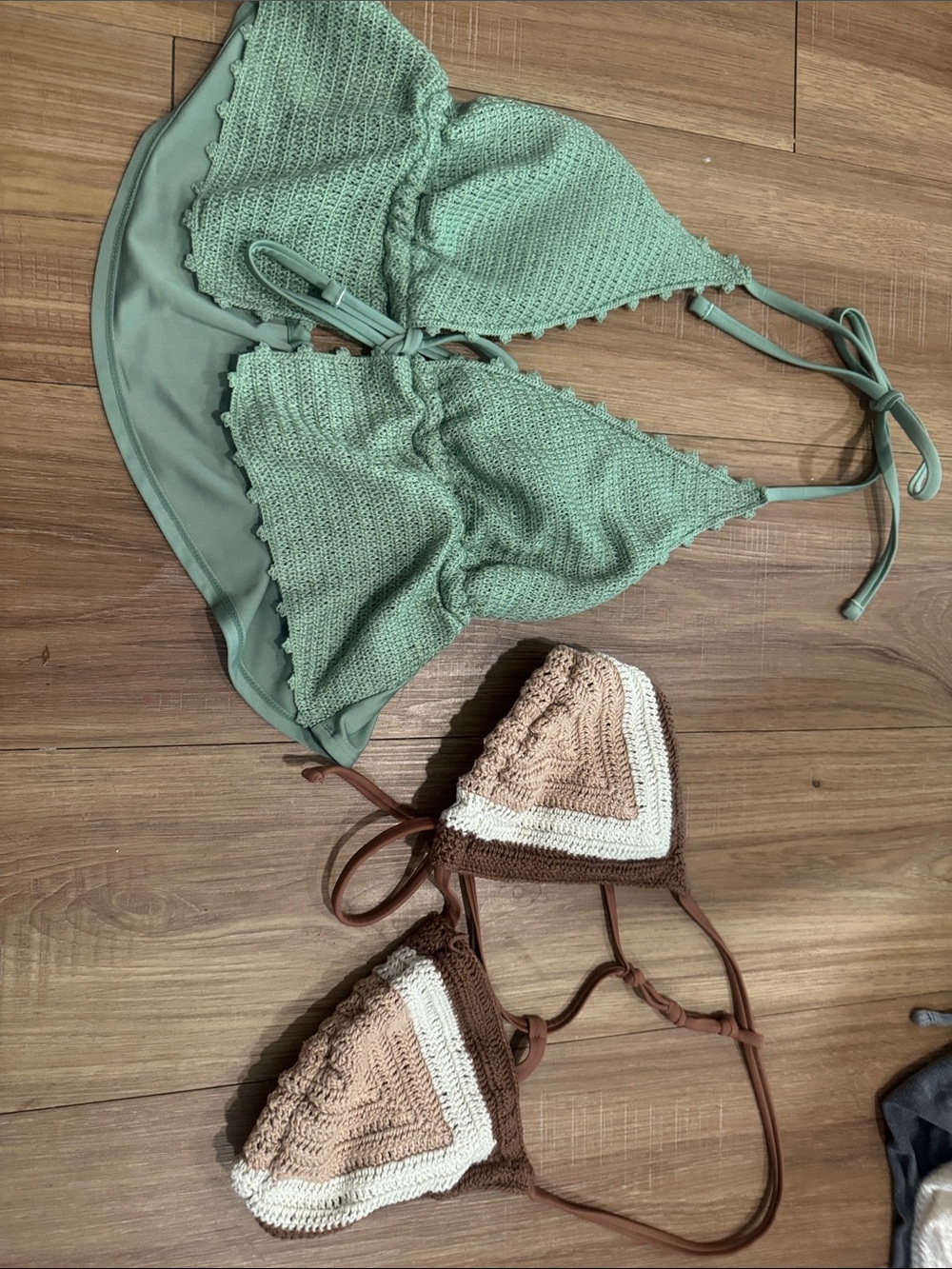 Women’s Crochet Triangle Bralette - Mint Green